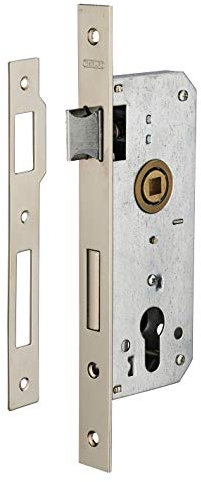 THIRARD - Boîtier de Serrure Encastrable à Cylindre pour Porte d'Entrée - Axe 35 mm - Bouts Carrés - Têtière Nickelée - Coffre Acier Embouti - Demi-Tour Réversible - Pêne Alliage Zingué - Gris