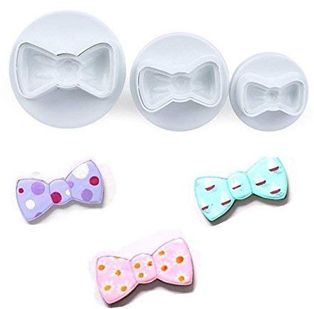 DIVISTAR Lot de 3 emporte-pièces en forme de nœud papillon en plastique blanc