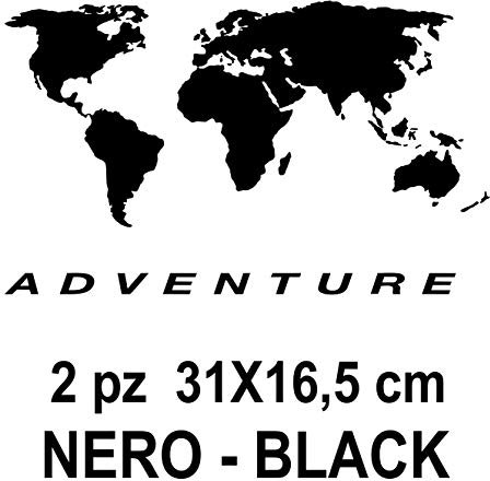 2 Adesivi Stickers Planisfero || Adatti per VALIGIE Moto - R 1200 1150 1100 GS valigie Adventure R GS ADV motorad Moto - Colore: (Nero)