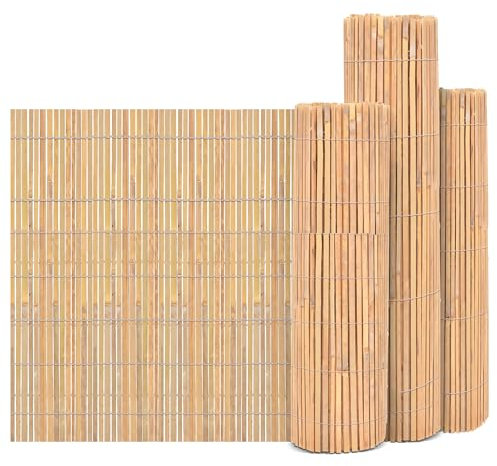 FlickBuyz Garden Bamboo Slat Natural Garden Fence Screening Roll Privacy Border Wind/Sun Protection (2m x 4m)