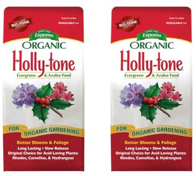 Espoma Organic Holly-Tone 4-3-4 Evergreen & Azalea Plant Food; 4lb. Bag; The Original & Best Organic Fertilizer for All Acid Loving Plants Including Azaleas, Rhododendrons & Hydrangeas; Pack of 2.