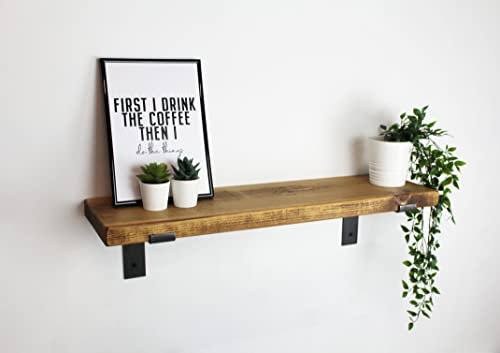 Rustic Wood Wall Shelf | Solid Wooden Bracket shelves for Wall | Floating shelf | Handmade | Bookshelf | Kitchen Shelves | Home Decor