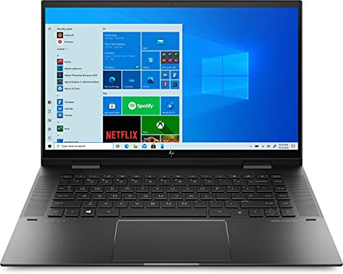 HP ENVY x360 15-eu0077ng (15,6 Zoll / Full HD IPS Touch) 2in1 Convertible Laptop (AMD Ryzen 7 5700U, 16GB DDR4 RAM, 512GB SSD, AMD Grafik, Windows 10, QWERTZ) schwarz, Fingerprintsensor