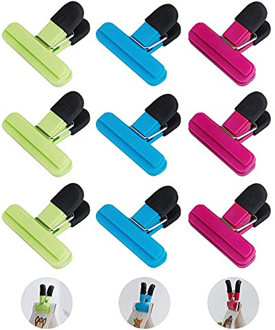 9 StüCk Farbe TüTen Clips Plastik Verschlussklammern Beutel KüChe Essen Taschen Verschlussklammern Verschlussclips FüR Snacks, Brot Chips, Kaffee Lagerung, SchüTzen Vor Aromaverlust,Frischhalten