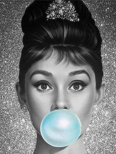 Kucyaty Diamantmalerei Für Erwachsene 5D Diamant Painting Set,Diy Mosaikherstellung Basteln Handarbeiten Kristall Malerei,30×40Cm,Audrey Hepburn Eltern-Kind Spielzeug