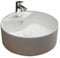 Alpenberger Rundes Schalenbecken | Aufsetzbare Waschschale aus Keramik | Mini Waschbecken Gäste WC | Waschbecken mit Lotuseffekt | Aufsatzbecken Klein mit Hahnloch und Überlauf | Badkeramik Modern