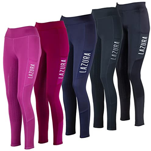 Lazura - Reitleggings für Damen Emilia | Vollbesatz aus Silikon | Vollbesatzreithose mit 2 seitlichen Handytaschen | Reithose in der Farbe Fuchsia | Reitbekleidung in Größe 44