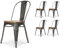Kosmi - Lot de 4 chaises en métal Brut Aspect galvanisé et Assise en Bois Clair pour Un Design Style Industriel