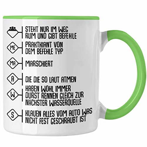 Trendation - Feuerwehr Tasse Geschenke Zubehör Lustig Einsatz Geburtstag Spruch Mann Praktikant (Grün)
