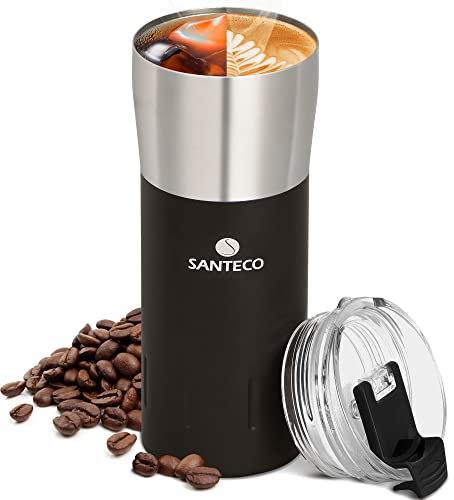 SANTECO Travel Coffee Mug 17oz, Insulated Coffee Cups with Flip Lid, Stainless Steel Coffee Mugs Spill Proof, Double Wall Vacuum Tumbler, Reusable to Go Mug for Hot/Ice Coffee Tea, Black