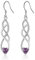 Sterling Silver Drop Earrings for Women Girl, Silver Dangle Earrings with Cubic Zirconia│Twisted Linear Hypoallergenic Earring for Sensitive Ears│Jewellery Gift for Birthday Christmas Purple