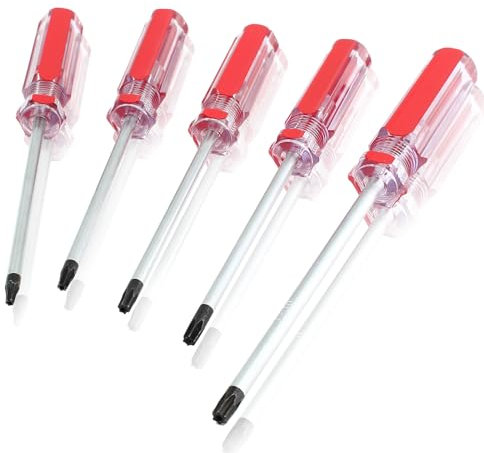 Bonsicoky Set di 5 cacciaviti di sicurezza Torx con impugnatura magnetica in plastica, cacciavite Torx per riparazione computer (T15 T20 T25 T27 T30)