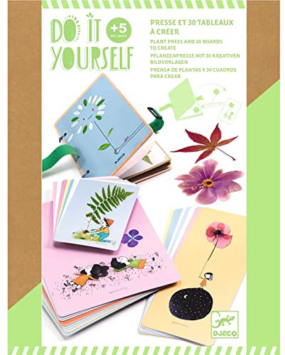 Djeco DIY - Blumenpresse und Karten | Bastel-Set #DJ07974 | Spiel für Kinder, natürliche Inspiration, tragbar, zum Sammeln und Tragen von Pflanzen und Blumen – Alter 5 Jahren