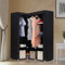 Schrank aus Stoff, tragbar, L-Form, zusammenklappbarer Schrank, Eckschrank, Stahl, Stoff, Kunststoff, Kleiderbügel, faltbar, 169 x 129 x 87 cm, Schwarz