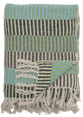 Bloomingville Hochwertige Tagesdecke 160 x 130 cm – Vielseitige Kuscheldecke aus recycelter Baumwolle, ideal als Sofadecke oder für Bett und Garten, kuschelig weich und pflegeleicht