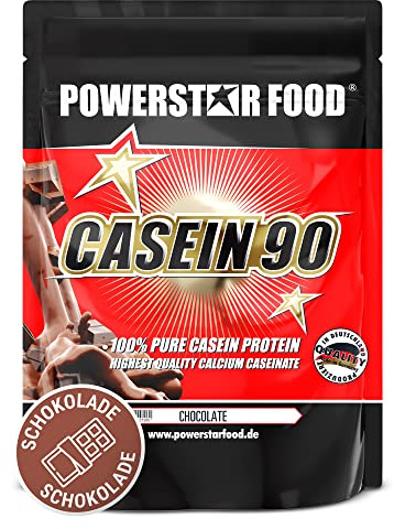 Powerstar CASEIN 90 Casein-Protein-Pulver 1000 g | Calciumcaseinat aus Weidemilch | Bis zu 88,3% Protein | Ideal als Diät- und Nachtprotein | Eiweiß-Pulver für Muskelaufbau & -erhalt | Schokolade