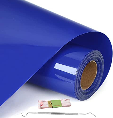 NCRGB Vinilo Textil Termoadhesivo Vinilo(Añadir Herramienta) Papel Transfer para Camisetas,Plotter de Corte,Vinilo Termoadhesivo Textil Fácil de Cortar y Transferir (30.5×600cm, Azul Zafiro)