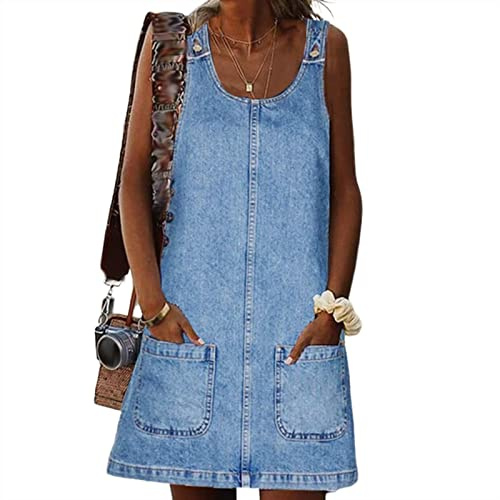 Sawmew Jeansklänning för Kvinnor, Haklappsklänning, Miniklänningar Sommar, Damklänningar, Kjol, Hängselkjol, Hängselkjol för Kvinnor, Kort Klänning