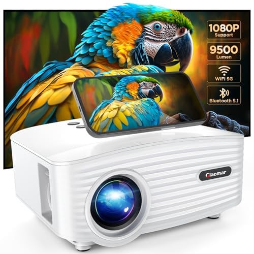Mini Projector 9500 Lumens WiFi Projector Bluetooth 1080P Full HD Supported, Portable Home Movie Theater Projector, Compatible with iOS/Android Phone/TV Stick/HDMI/USB/AV/PS5