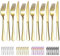 Evanda Ensemble de couteaux à steak en or 12 pièces, placage de titane doré en acier inoxydable 6 fourchettes à dîner et 6 ensembles de couteaux de dîner, couteaux à steak fourchettes à steak