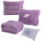Nenolix 3-in-1-Reisedecke-Kissen-Set, 350 g/m², Dicke Reisedecke, Flugzeug, kompakt, mit Tasche, weiche Tasche mit Tasche, aufblasbares Reisekissen für Camping & Autoreise (Violett)