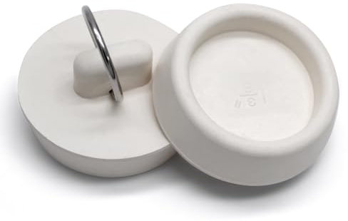 Bonsicoky 2 tapones de drenaje de goma, desague fregadero, que se adaptan a 1-3/8 pulgadas a 1-1/2 pulgadas, tapón de drenaje de bañera con anillo colgante, para cocina y baño, color blanco