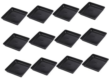 DIKACA 12 Piezas Bandeja De Maceta Maceteros Bandejas De Goteo Cuadradas para Plantas Bandejas Inferiores para Platillo Plato De Maceta Bandeja El Plastico Soporte De Maceta Flores