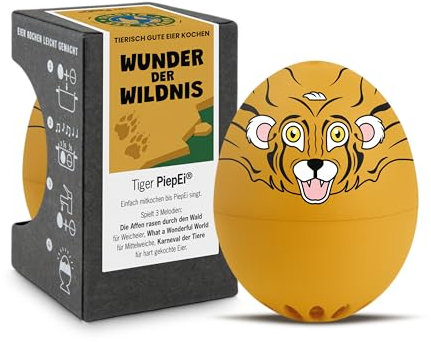Tiger PiepEi - Singende Eieruhr zum Mitkochen - Eierkocher für 3 Härtegrade - Süße Tiger Geschenke - Lustiges Kochei - Musik Eggtimer – Brainstream