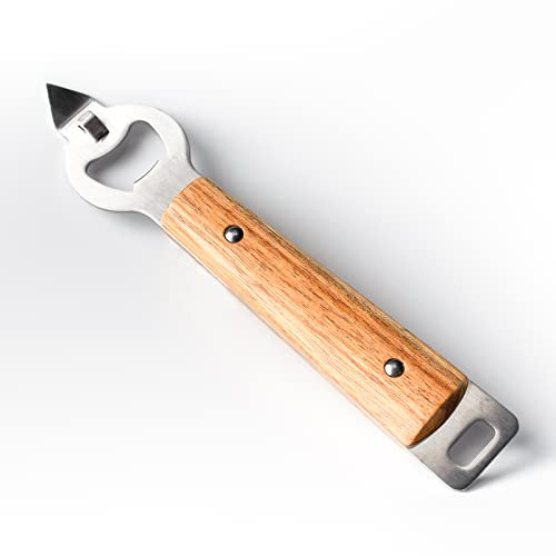 Kitchen Stainless Steel Can Opener Manual Acacia Wooden Handle with Hang Hole Durable Bottle Punch Beer Opener Wall Mounted/159