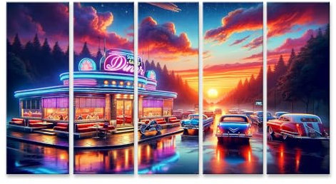 islandburner Prime Bild auf Leinwand Kunst am Himmel: Diner-Szene in malerischen Tönen Bilder Wandbilder Poster