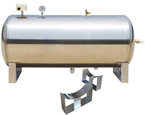 Vaso de expansión 100 160 200 250 300 500 L Tanque de Presión de Acero Inoxidable de Agua para Bomba de Pozo, Contenedores de Vejiga de Almacenamiento de Agua Horizontal con Accesorios Presurizada (S
