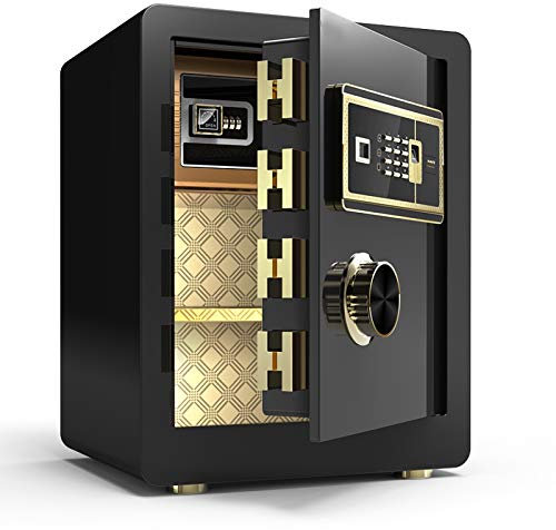 BIANBIANBH Fingerprint Security Safe Digital Access Laser Cut Door Anti-Drill Plates Override Key Mounting Bolts for Home Office Safe Box