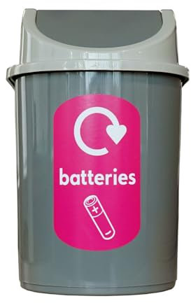 Glasdon Nexus 2.5 Mini Battery Recycling Bin - Desktop Battery Recycling Container (Pack of 6) – 2.5 Litre Small Indoor Office Recycling Bin for Used Batteries