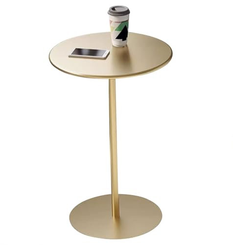 DMCHENGMA Goldfarbener runder Bartisch, Küchen-Esstisch, hoher Tisch für Zuhause, Balkon, drinnen und draußen, Bistrotisch, moderner Desktop-Cocktailtisch aus Metall und Eisen(Size:70x70x73cm)