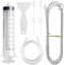 FINEASY 8 Piezas Kit de Limpieza de Refrigerador, Herramientas de Limpieza Frigorífico con Jeringa, Cepillo Limpieza, Manguera, Pala de Descongelación, 4 Tapones para Orificios de Drenaje de Nevera