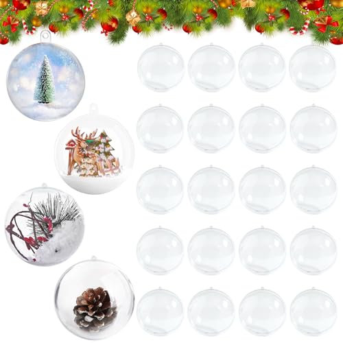 Swavitie 24 Stück 6cm Weihnachtskugeln Kunststoff Transparent Weihnachtskugeln zum Befüllen Weihnachtskugeln Kunststoff Christbaumkugeln für Weihnachtsschmuck Hochzeit Partys