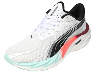 Puma Velocity Nitro 4 Trainers Mens Road Running Shoes Hyrox White/Red 7 UK