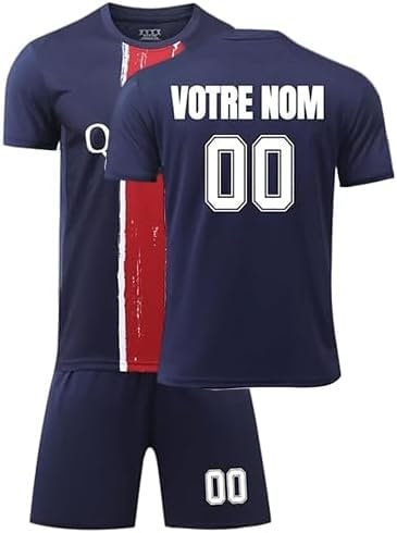Enfant Maillot de Football 24/25 Nouveau Ensemble de Foot Enfant et Homme Nom et numéro personnalisés, Équipement Football Entrainement T-Shirt et Short Chaussettes Convient aux Femmes et aux Adultes