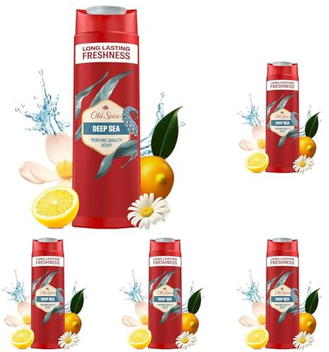 Old Spice Deep Sea 3-in-1 Duschgel & Shampoo für Männer (250 ml), Körper-Haar-Gesichtsreinigung Männer, lang anhaltend Frisch (Packung mit 5)