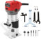 Elektrische Oberfräsen, 33000R/MIN 710 W, Trimmer Router Elektrische Fräsmaschine, mit 6 variablen Geschwindigkeiten + Gravierbohrer, 5-teiliges Set (mit 5 Cutter)