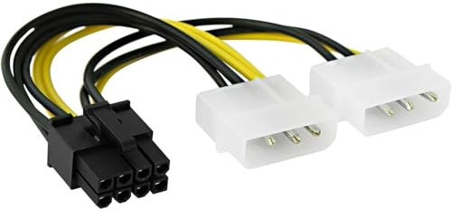 TECHZOCO Cable alimentación 4 Pines Macho Molex a 8 Pines PCI Express, Cable de fuente de alimentación a Tarjeta gráfica, Apto para tarjeta gráfica NVIDIA, GeForce, Gigabyte, Zafiro, 8 pines, 15 cm