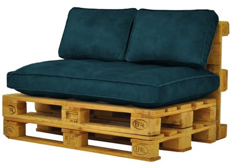 Friderik Palettenkissen – Kissenset 2+1 für Palettenmöbel, Material Salvador (11 Petrol)