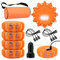 KAOLALI 6 Stück Warnleuchte, Wasserdicht Led Warnleuchten Mit Magnet Und Haken, Rundumleuchte Led Mit 9 Blinkmodi, mit Tasche und 3-In-1-Ladekabel, LED Warnleuchte für Boot Marine Schiff (Orange)
