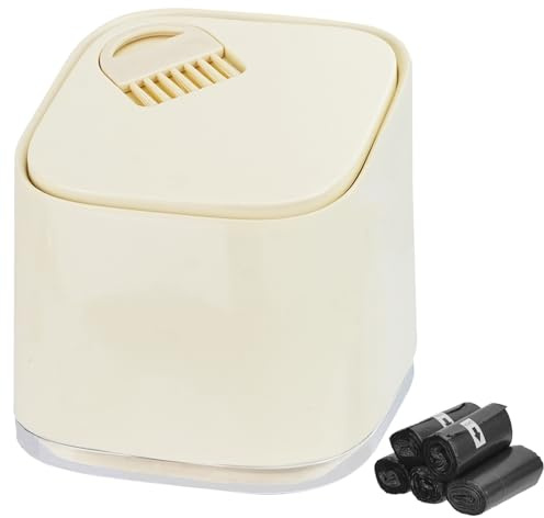 SICANAUO Small Trash Bin with Lid, Cute Countertop Garbage Bin with 5 Rolls of Trash Bags, Tiny Wastebasket, Tea Bag Bin, Desktop Trash Can for Bathroom Office Bedroom Coffee Kitchen Desk Table