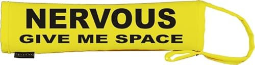NERVOUS GIVE ME SPACE - NeonDog Fluorescent Neon Yellow Dog Lead cover sleeve slip