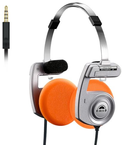 okcsc Retro3 Wired Headband Headphones, 3.5mm Plug, 40mm Grade Composite Film, Foldable, 80's 90's Retro Design for Music, Computers, Cell Phones, Music Players Silver (3.94FT)