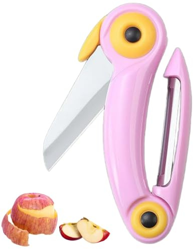 Fruit Peeler Multifunctional 2 in 1 Apple Cutter Mini Portable Vegetable Peeler Stainless Steel Paring Knife Easy Peeling Cutter Potato Apple for Kitchen Office Outdoor