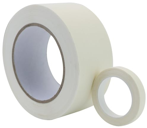 MERVYNGLYNNHUNTER 50 mm x 50 m Selbstklebendes Abdeckband, Bucheinband-Abdeckband, beschreibbares Bastelband, mit 1 Rolle 1 cm x 10 m Abdeck Band, für Bücher, Papiere, Wände (Weiß)