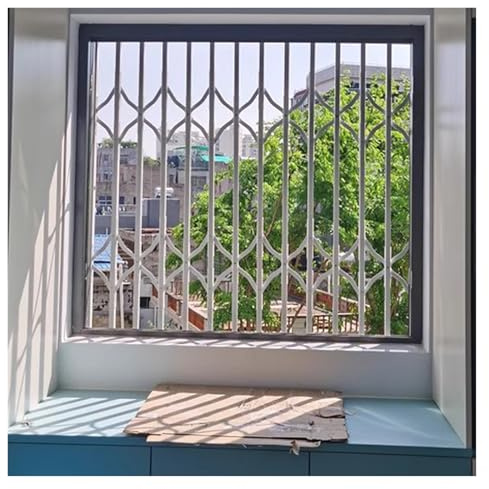 PEYNIR Lockable Anti Theft Window Grille, Horizontal Sliding Windows Security Bar, Heavy-Duty Aluminum Accordion Barrier for Home Security & Child Safety(47.2x63in/120x160cm)