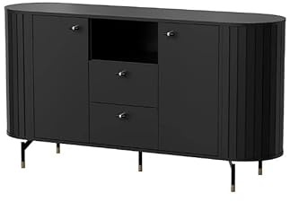 Arthauss Sleek Zante 2 Black Sideboard Cabinet 150cm - Contemporary Storage Solution